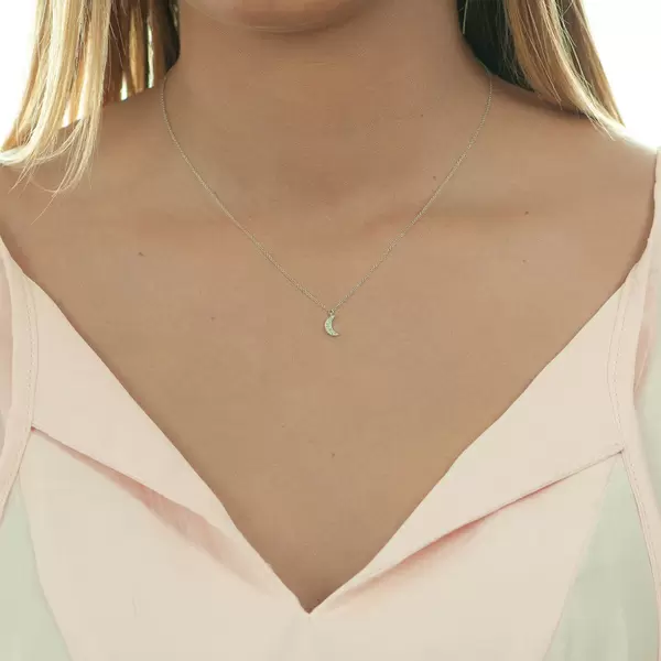 Leaf Jewelry Halskette Halbmond, 18 K Weißgold Discount Store für neue Produkte