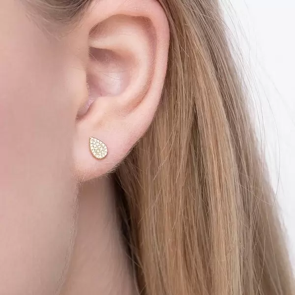 Leaf Jewelry Ohrstecker Drops mit Diamanten, 18 K Gelbgold Super Rabatt