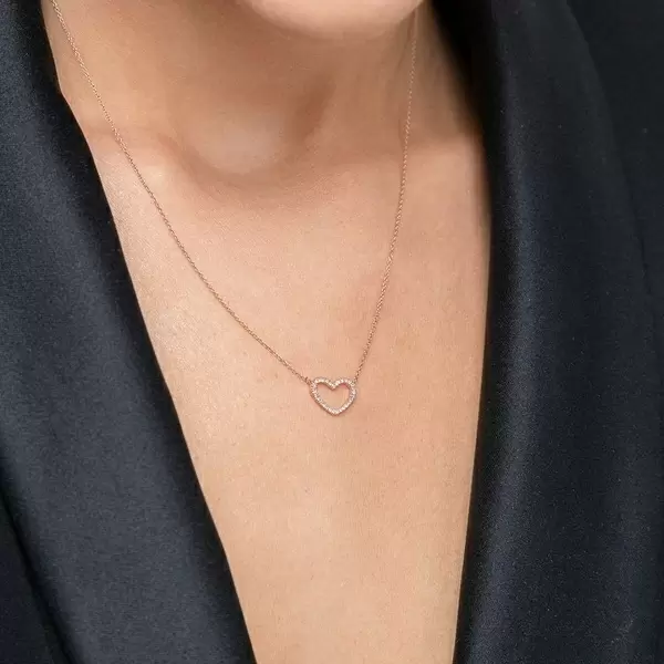 Leaf Jewelry Halskette Heart mit Diamanten, 18 K Roségold 50% Rabatt mit kostenlosem Versand