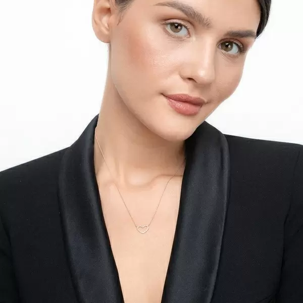 Leaf Jewelry Halskette Heart mit Diamanten, 18 K Roségold 50% Rabatt mit kostenlosem Versand