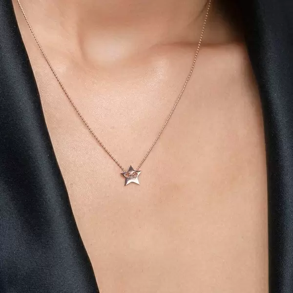 Leaf Jewelry Halskette Star, 14 K Rosegold Kostenloser Versand international