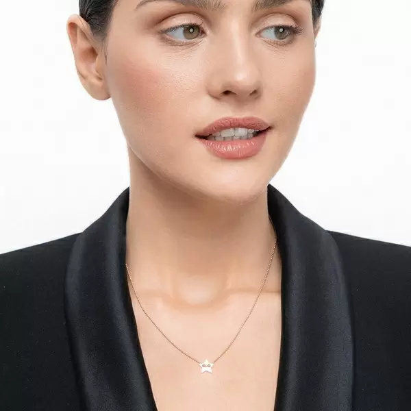 Leaf Jewelry Halskette Star, 14 K Rosegold Kostenloser Versand international