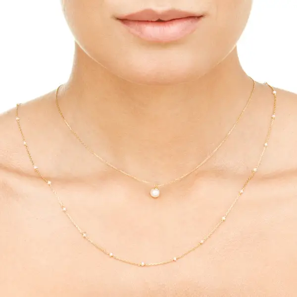 Leaf Jewelry Halskette Pearls, 14K Gelbgold Begrenzt auf 3 Tage
