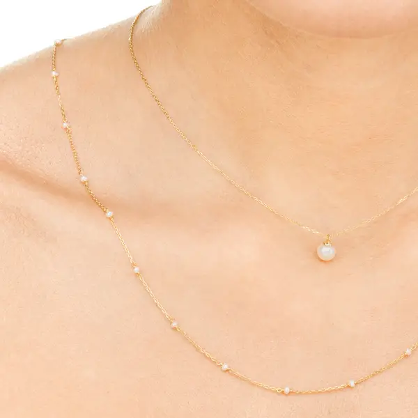 Leaf Jewelry Halskette Pearls, 14K Gelbgold Begrenzt auf 3 Tage