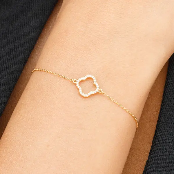 Leaf Jewelry Armkette Clover mit Diamanten, 18 K Gelbgold Black Friday Preise