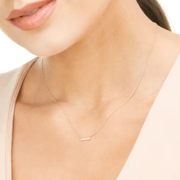 Leaf Jewelry Halskette Horizontal Bar, Diamant, 14 K Rosegold Hotsell
