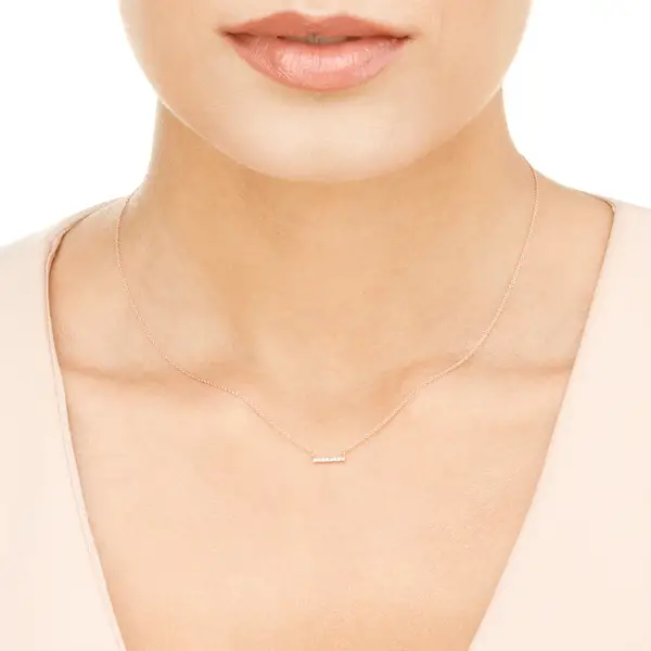 Leaf Jewelry Halskette Horizontal Bar, Diamant, 14 K Rosegold Hotsell