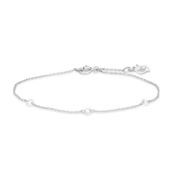 Leaf Jewelry Armkette Pure Triple Diamant, 18 K Weißgold Günstiger Verkauf