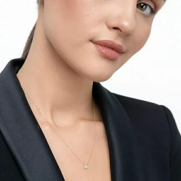 Leaf Jewelry Halskette Pavé mit Diamanten, 18 K Gelbgold Fabrikverkauf