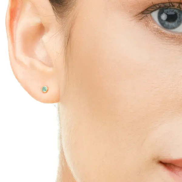 Leaf Jewelry Ohrstecker Smaragd, 14K Rosegold Limitierter Zeitrabatt