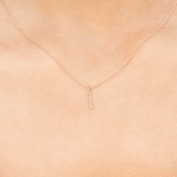 Leaf Jewelry Halskette Small Bar, Diamant, 14 K Rosegold Sonderangebot
