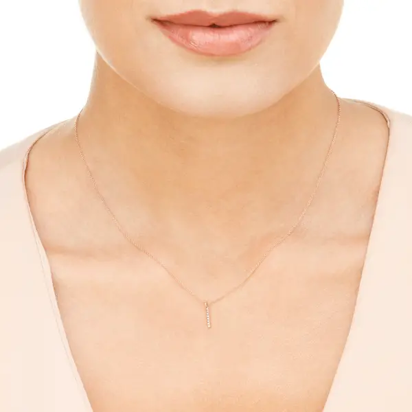 Leaf Jewelry Halskette Small Bar, Diamant, 14 K Rosegold Sonderangebot