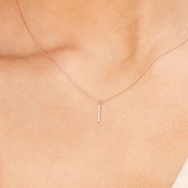 Leaf Jewelry Halskette Small Bar, Diamant, 14 K Rosegold Sonderangebot