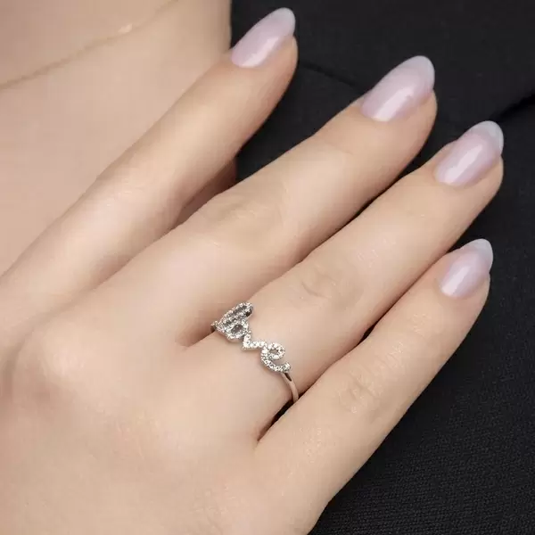 Leaf Jewelry Ring Love 18K Weissgold mit Diamanten Günstig kaufen