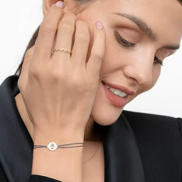 Leaf Jewelry Glücksbändchen Hand der Fatima, 14 K Gelbgold, Beige Versandkostenfrei