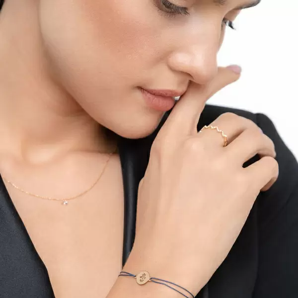 Leaf Jewelry Glücksbändchen Hand der Fatima, 14 K Gelbgold, Beige Versandkostenfrei