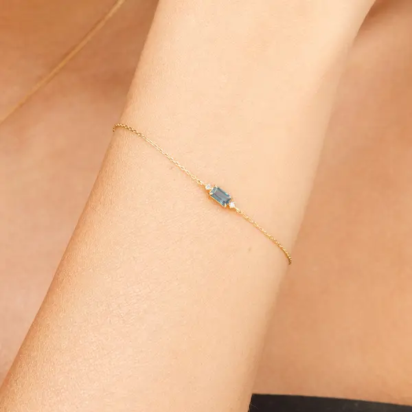 Leaf Jewelry Armkette London Blue Topas, 14K Gelbgold Flash Sale