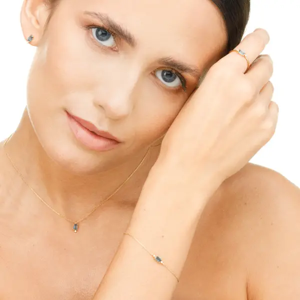 Leaf Jewelry Armkette London Blue Topas, 14K Gelbgold Flash Sale