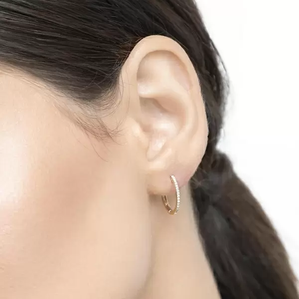 Leaf Jewelry Creole Circle S mit Diamanten, 15mm, 18 K Gelbgold Exklusivangebot