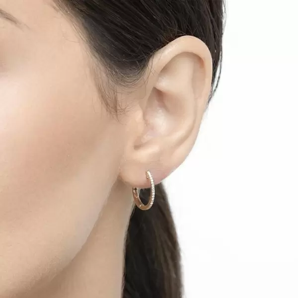 Leaf Jewelry Creole Circle S mit Diamanten, 15mm, 18 K Gelbgold Exklusivangebot