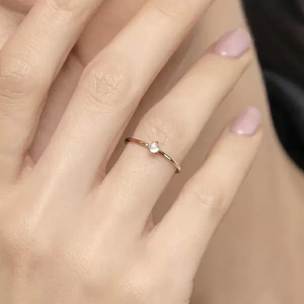 Leaf Jewelry Ring Cabochon, 14 K Rosegold, Mondstein Black Friday