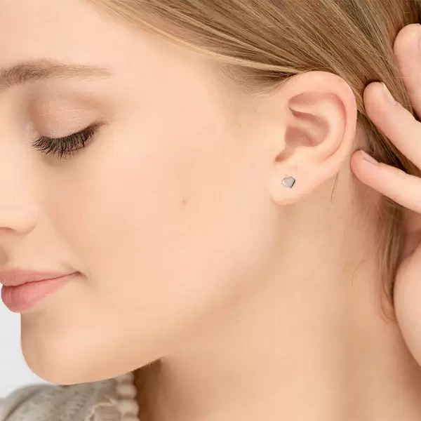 Leaf Jewelry Ohrstecker Herz, 14 K Weissgold Weihnachtsangebot