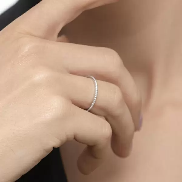 Leaf Jewelry Memoryring mit Diamanten, 18 K Weißgold Vatertagsangebot