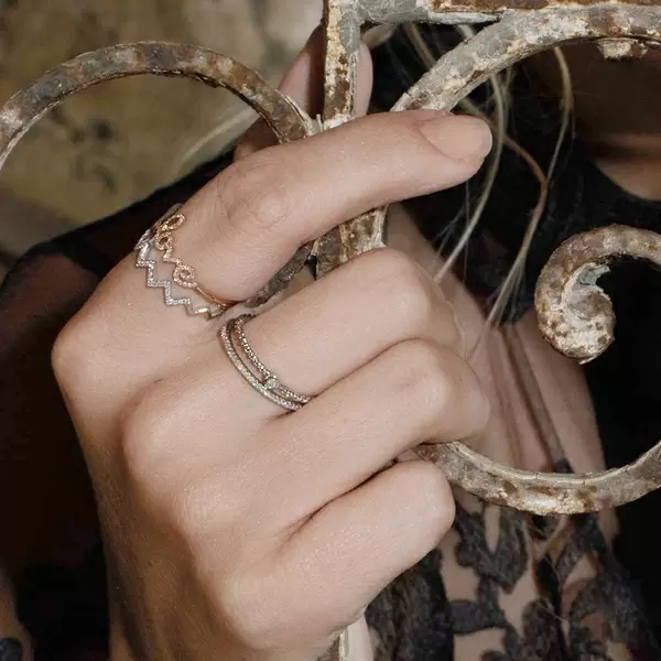 Leaf Jewelry Memoryring mit Diamanten, 18 K Weißgold Vatertagsangebot