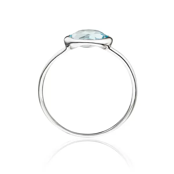 Leaf Jewelry Ring 14 K Weißgold, Blauer Topas Valentinstagsangebot