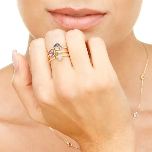 Leaf Jewelry Ring Amethyst mit Diamanten, 14K Gelbgold Lagerräumung