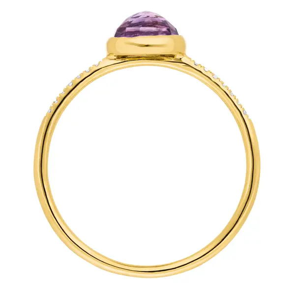 Leaf Jewelry Ring Amethyst mit Diamanten, 14K Gelbgold Lagerräumung