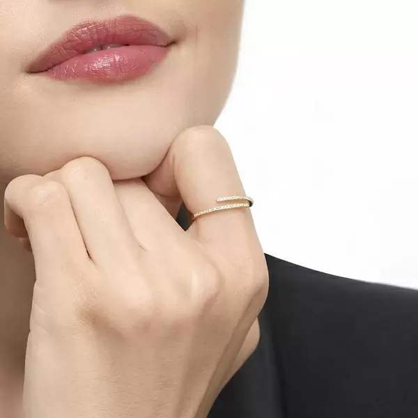 Leaf Jewelry Ring Open mit Diamanten, 18 K Gelbgold Heißer Verkauf