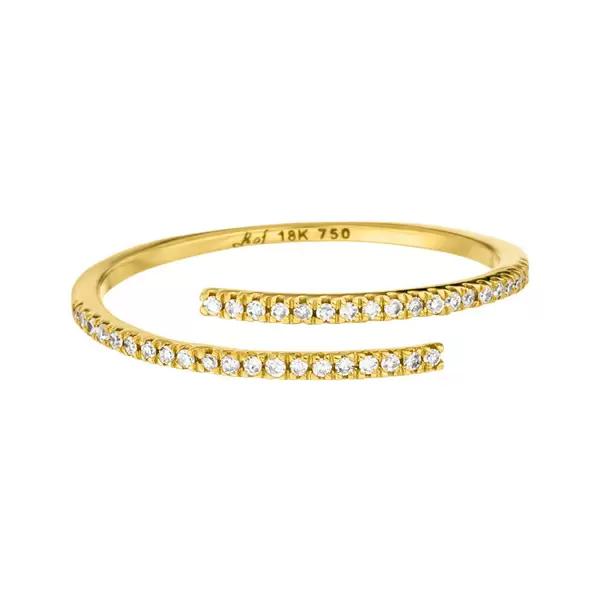 Leaf Jewelry Ring Open mit Diamanten, 18 K Gelbgold Heißer Verkauf