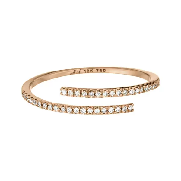 Leaf Jewelry Ring Open mit Diamanten, 18 K Rosegold Online Outlet
