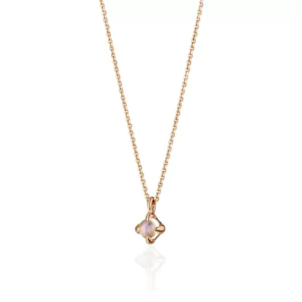 Leaf Jewelry Halskette Cabochon, Mondstein, 14 K Roségold Große Rabatte