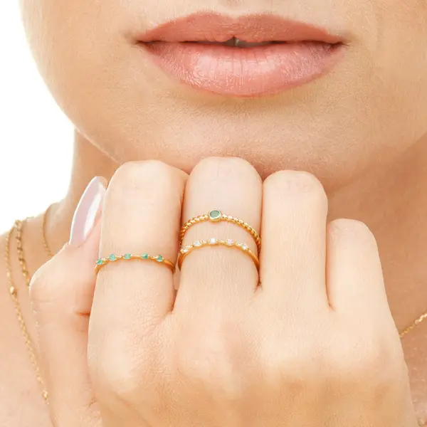 Leaf Jewelry Ring Twist Smaragd, 14K Rosegold Bestseller
