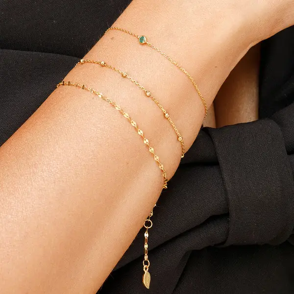 Leaf Jewelry Armkette Smaragd, 14K Weißgold Saisonale Angebote