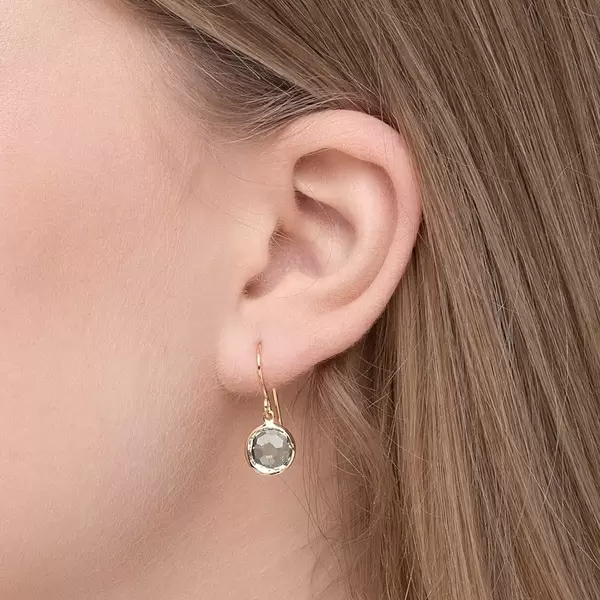 Leaf Jewelry Ohrringe Grüner Amethyst, 14 K Gelbgold Räumungsverkauf
