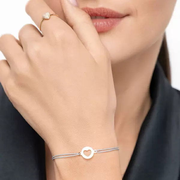 Leaf Jewelry Glücksbändchen Heart, 14 K Gelbgold, Beige Kauf eins, bekomm eins gratis
