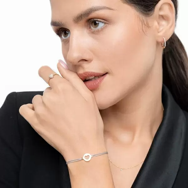 Leaf Jewelry Glücksbändchen Heart, 14 K Gelbgold, Beige Kauf eins, bekomm eins gratis