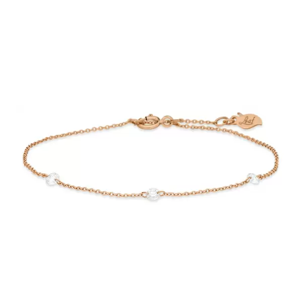 Leaf Jewelry Armkette Pure Triple Diamant, 18 K Rosegold Kostenlose Rückgabe