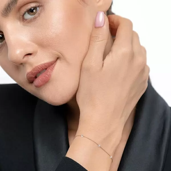 Leaf Jewelry Armkette Pure Triple Diamant, 18 K Rosegold Kostenlose Rückgabe