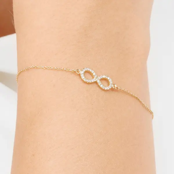 Leaf Jewelry Armkette Infinity mit Diamanten, 18 K Gelbgold Begrenzte Freigabe