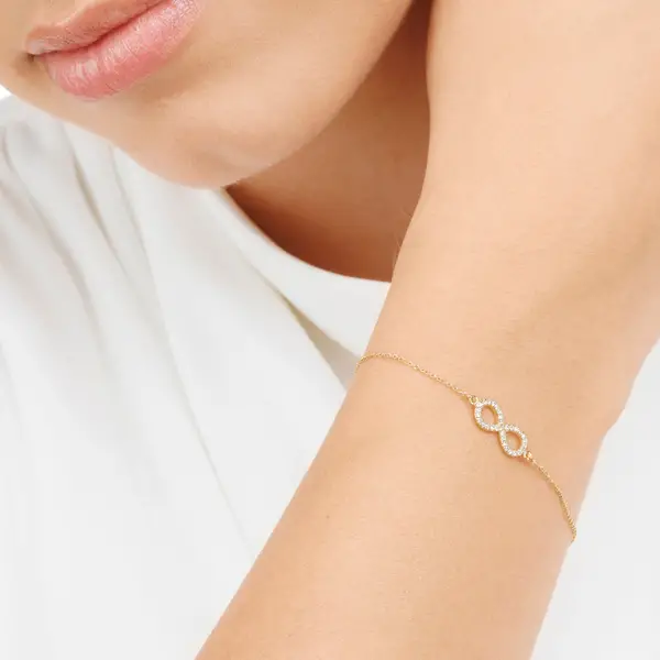 Leaf Jewelry Armkette Infinity mit Diamanten, 18 K Gelbgold Begrenzte Freigabe