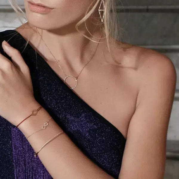 Leaf Jewelry Armkette Infinity mit Diamanten, 18 K Gelbgold Begrenzte Freigabe
