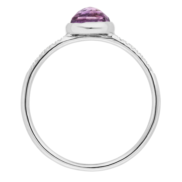 Leaf Jewelry Ring Amethyst mit Diamanten, 14K Weißgold Letzte 3 Tage