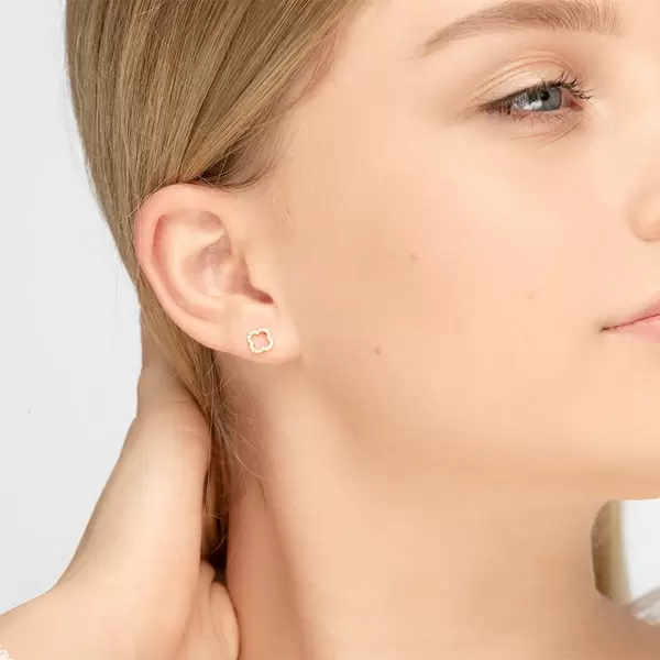 Leaf Jewelry Ohrstecker Clover mit Diamanten, 18 K Gelbgold JETZT KAUFEN