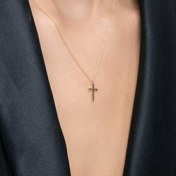 Leaf Jewelry Halskette Kreuz, 14 K Gelbgold Neueste Stile