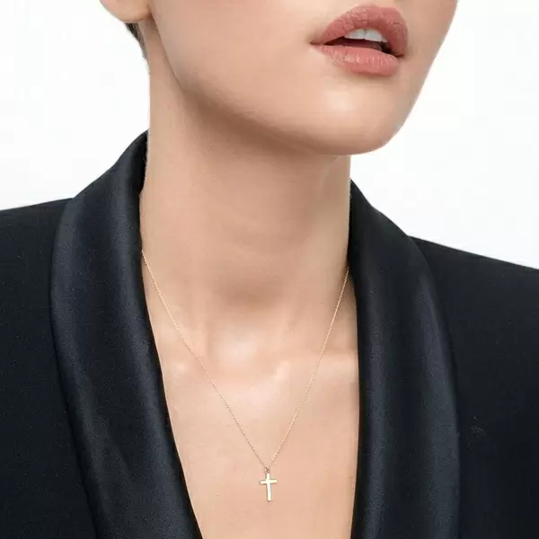 Leaf Jewelry Halskette Kreuz, 14 K Gelbgold Neueste Stile