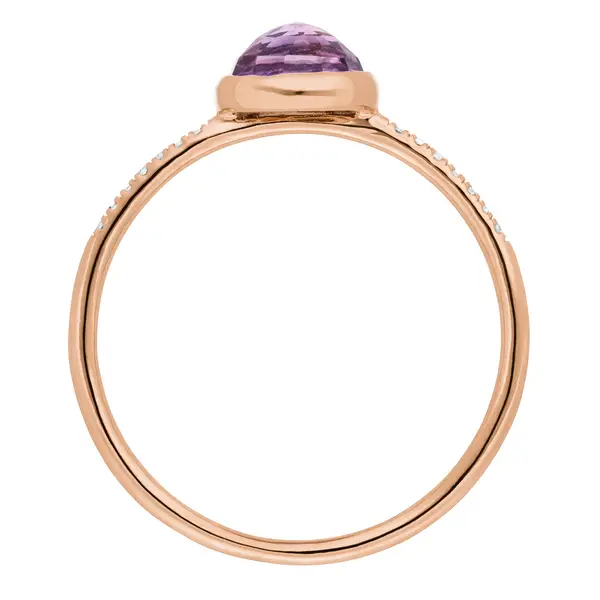 Leaf Jewelry Ring Amethyst mit Diamanten, 14K Rosegold, Gr.50 Letzte 2 Tage